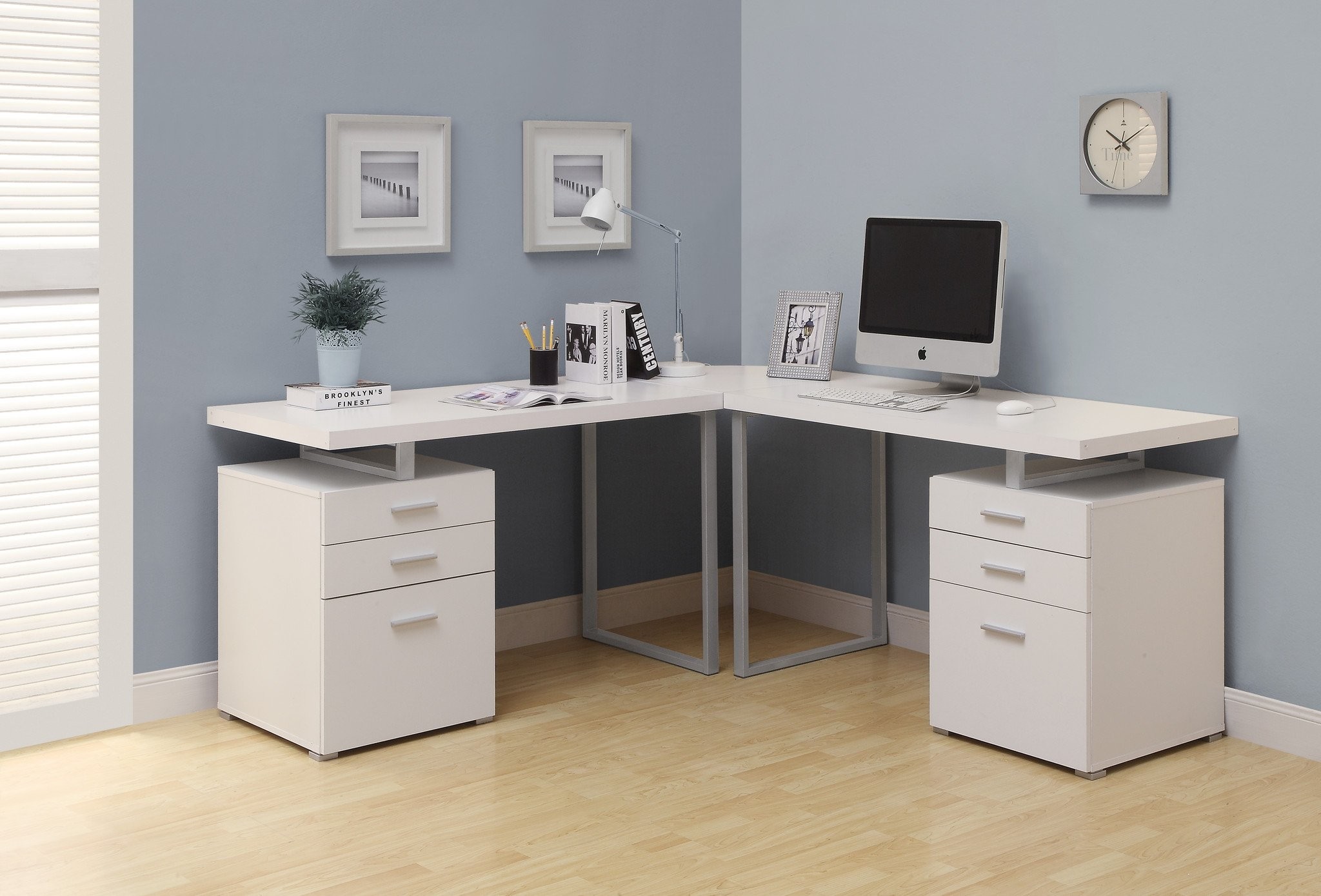 White l shaped corner computer desk the office furniture