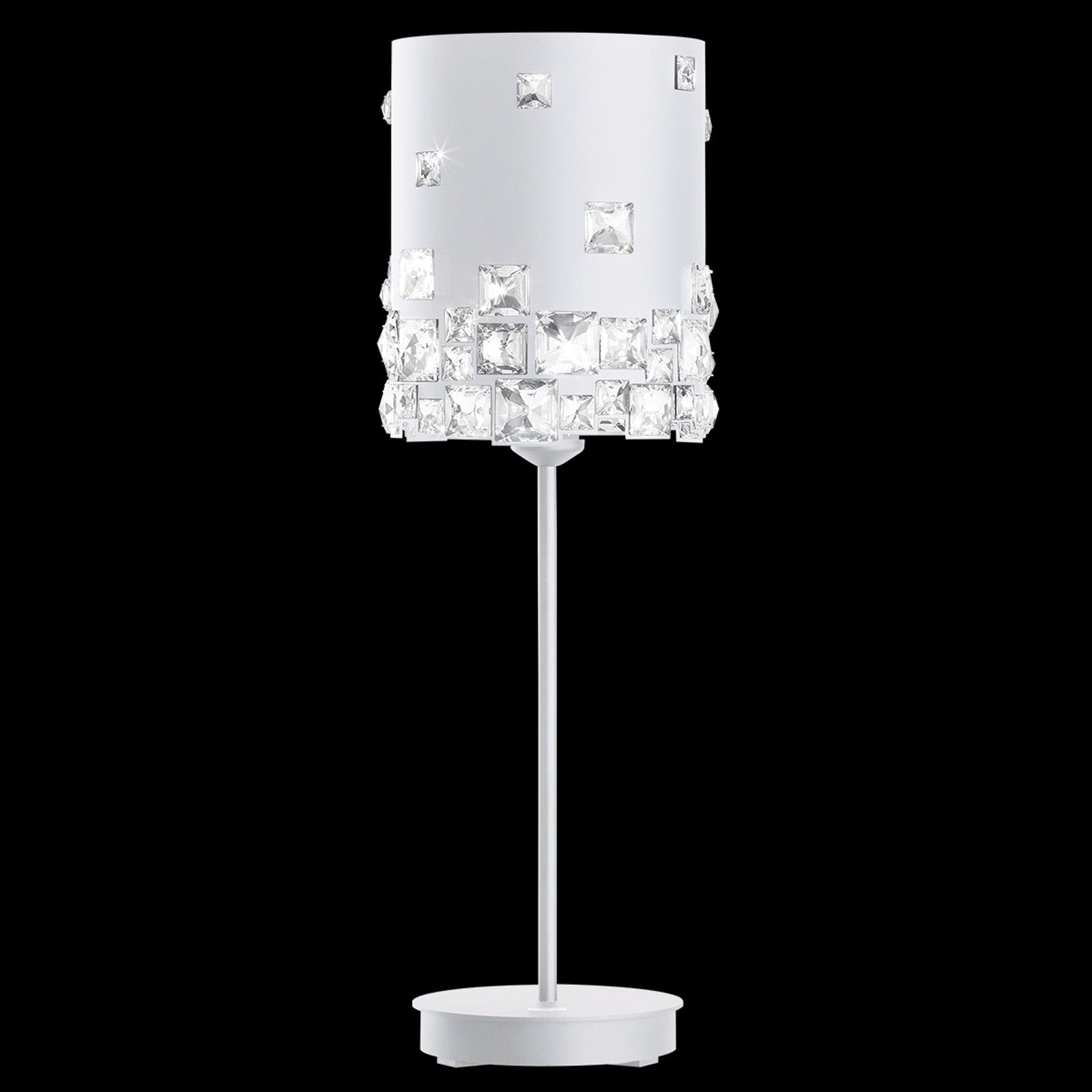 White table lamp mosaix with swarovski crystals