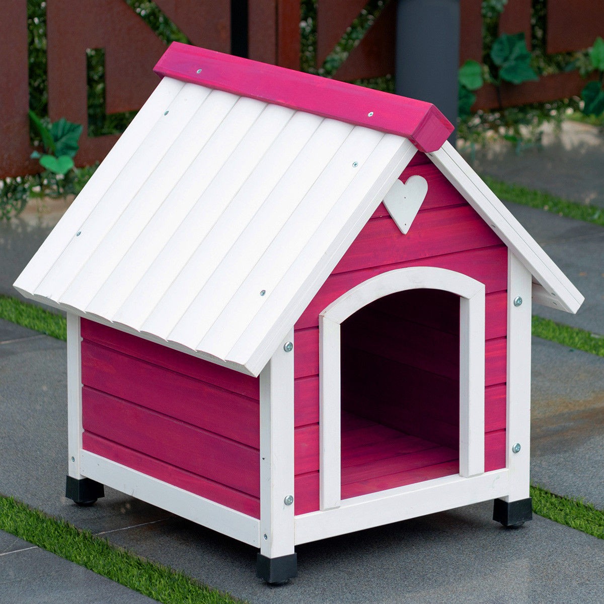 Wooden princess dog house large medium pet shelter