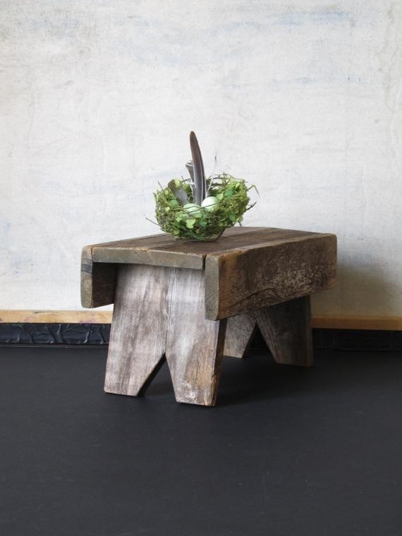 Wooden step stool small rustic step stool country decor