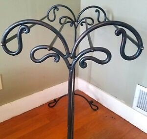 Wrought iron quilt blanket rack black forged in a