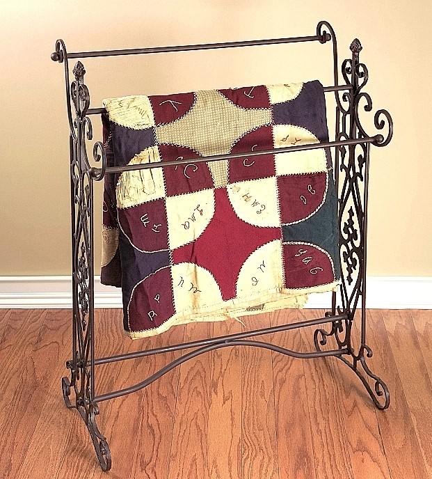 Wrought iron scroll quilt towel rack other