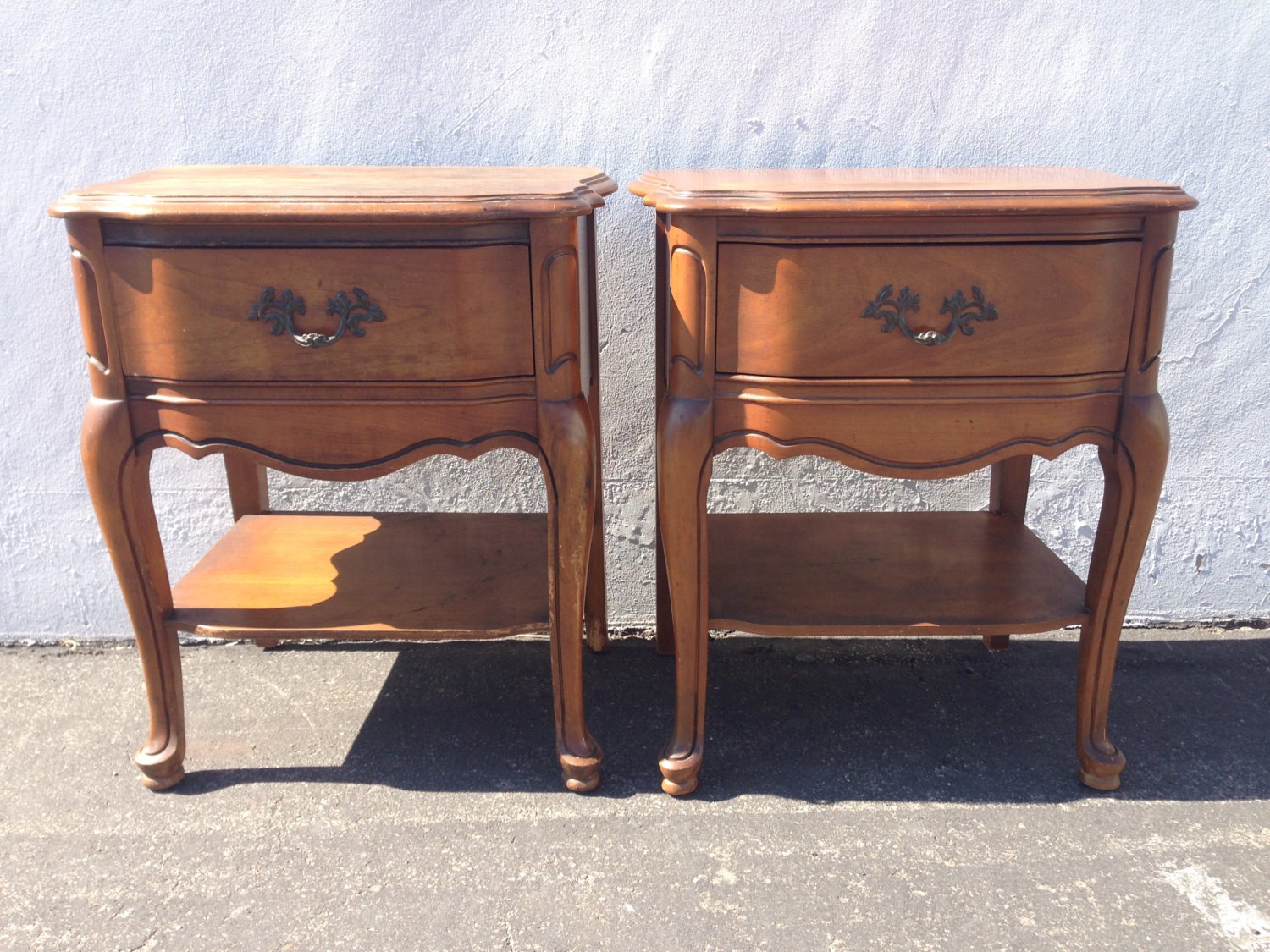 2 vintage french provincial nightstands bassett shabby chic