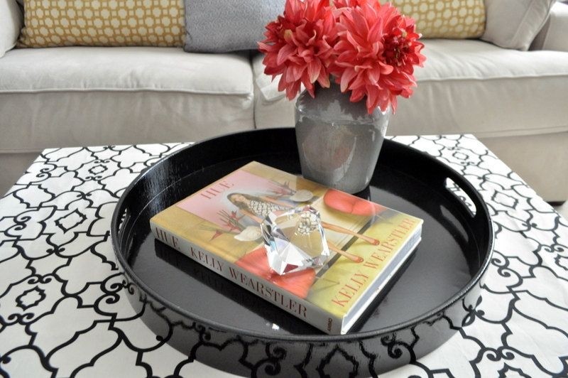 20 or 22 round ottoman tray black by loveitupdecor on