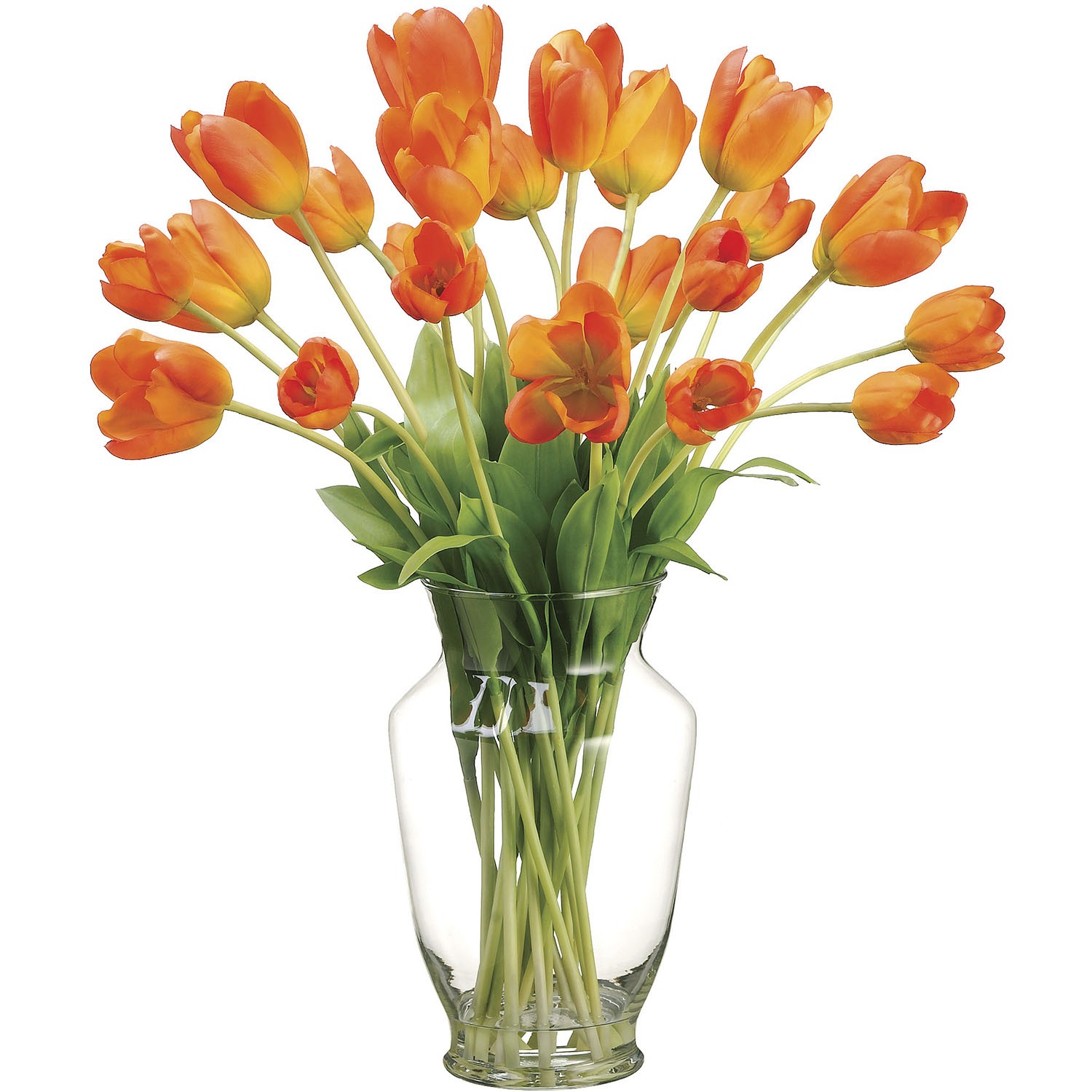 22 inch artificial tulip arrangement in glass vase wf1497 or