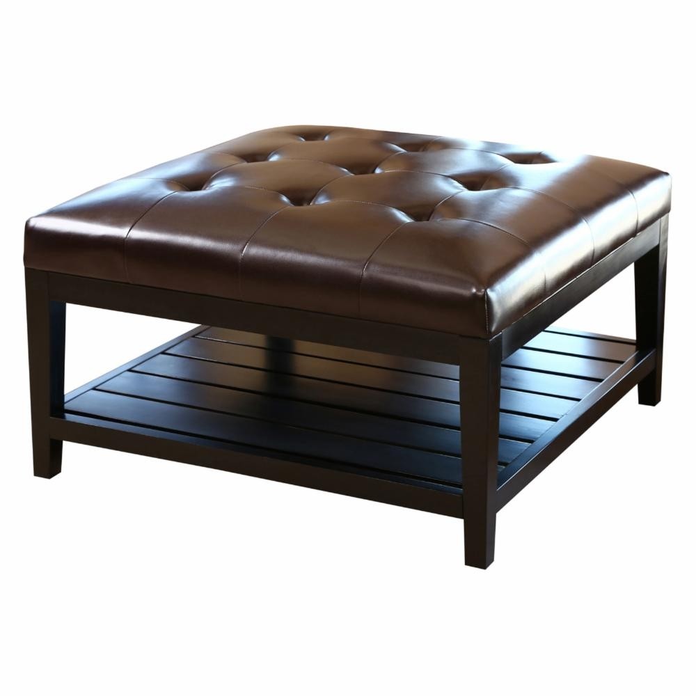 Abbyson villagio tufted leather square coffee table