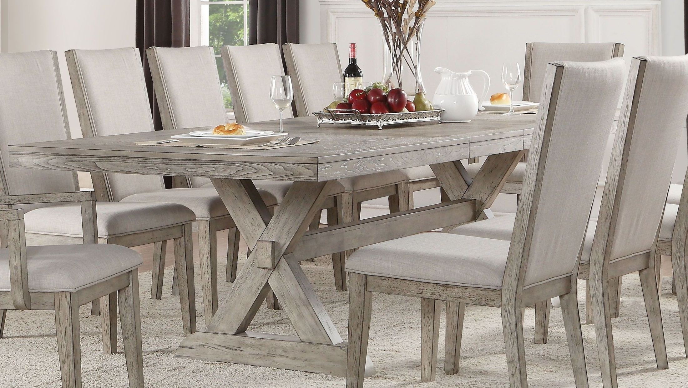 Acme rocky gray oak extendable dining table rocky