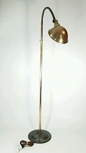 Antique brass hubbell adjustable gooseneck floor lamp cast