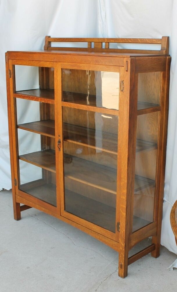 Antique mission oak china curio cabinet limbert
