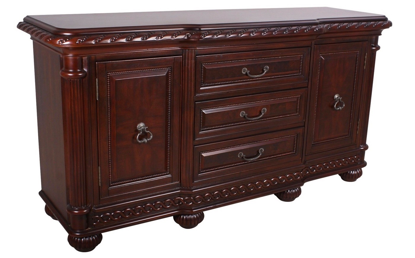 Antoinette mahogany buffet table with distressed cherry finish