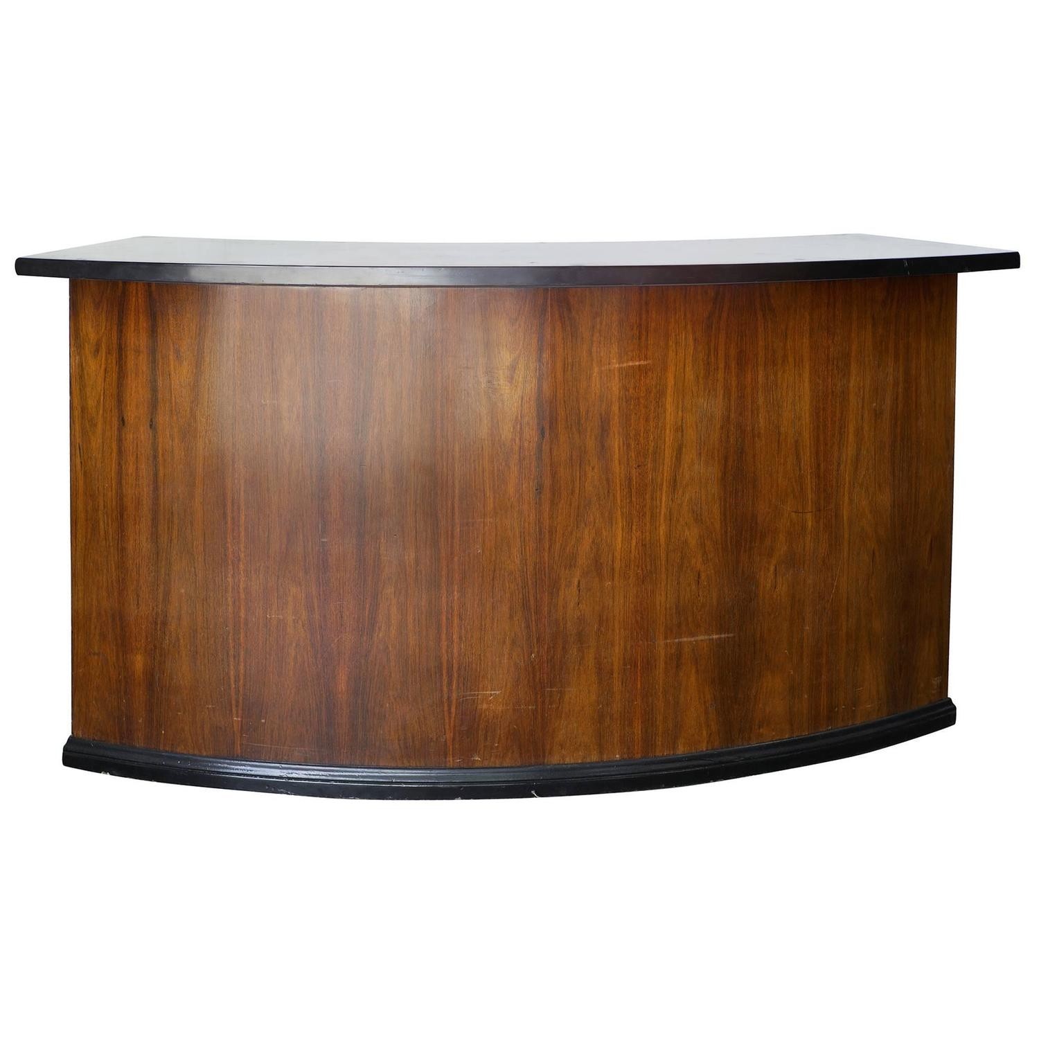 Art deco curved mahogany and black lacquer cocktail bar