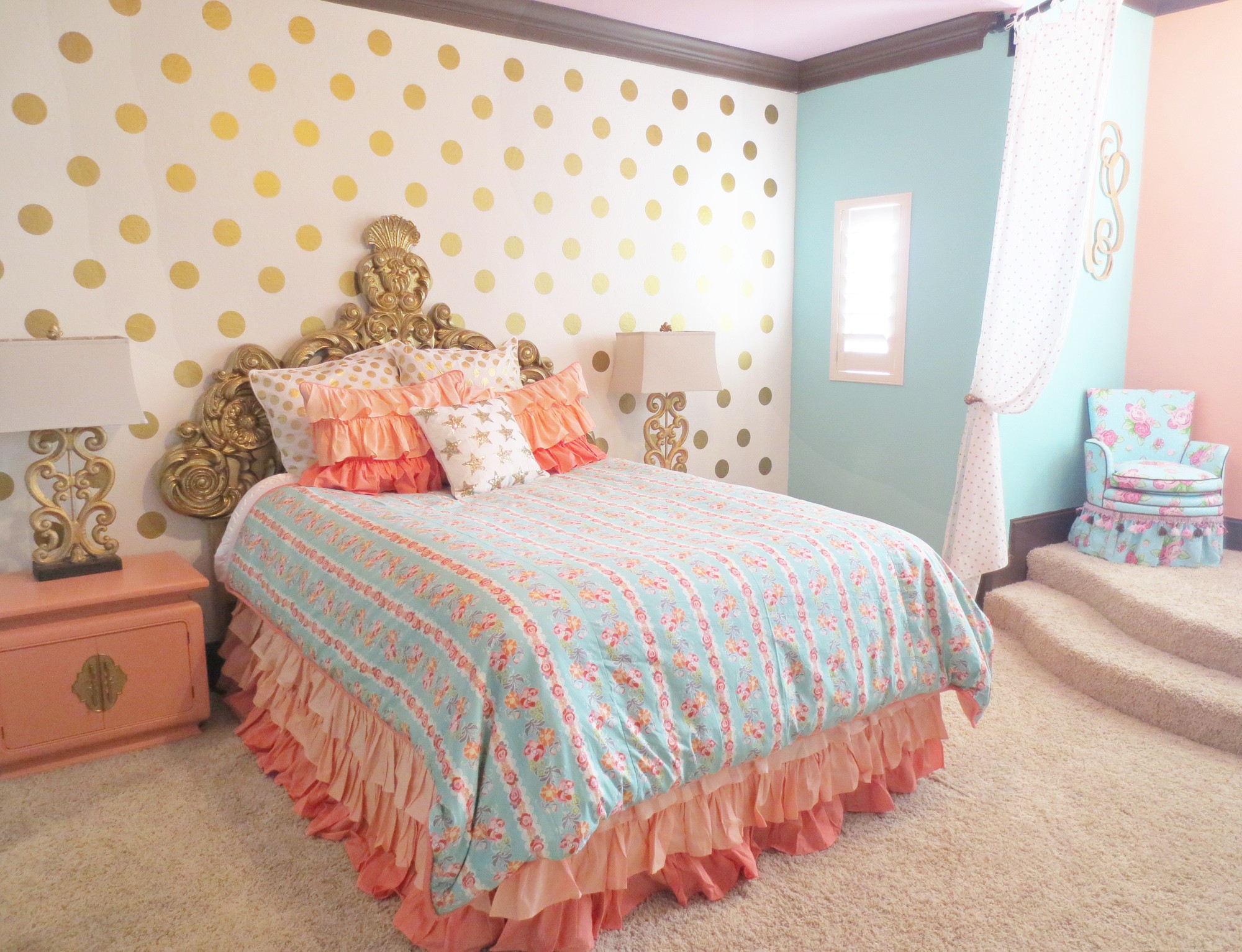 Ashlyns coral and gold regal room project nursery