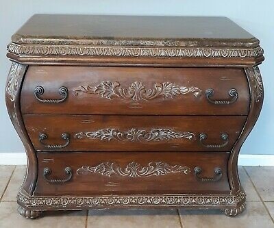 Beautiful solid wood marble top bombay chest ebay