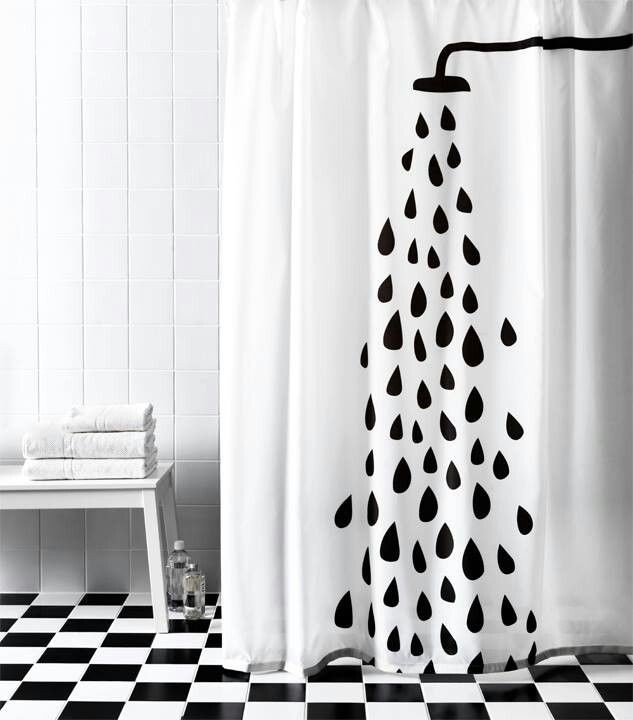 Black and white raindrop shower curtain bath pinterest