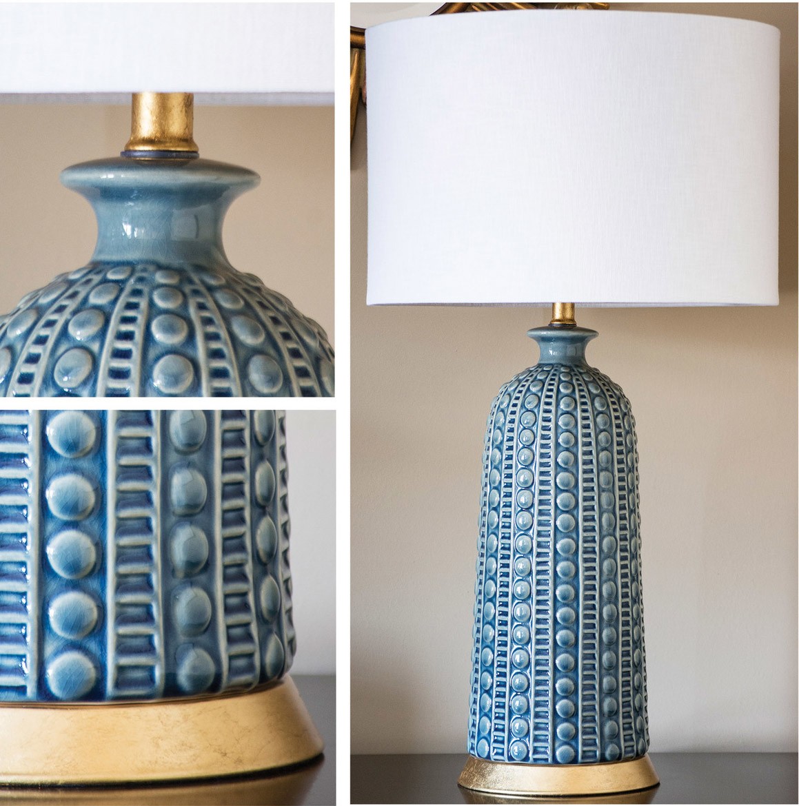 Blue ceramic table lamp dear keaton