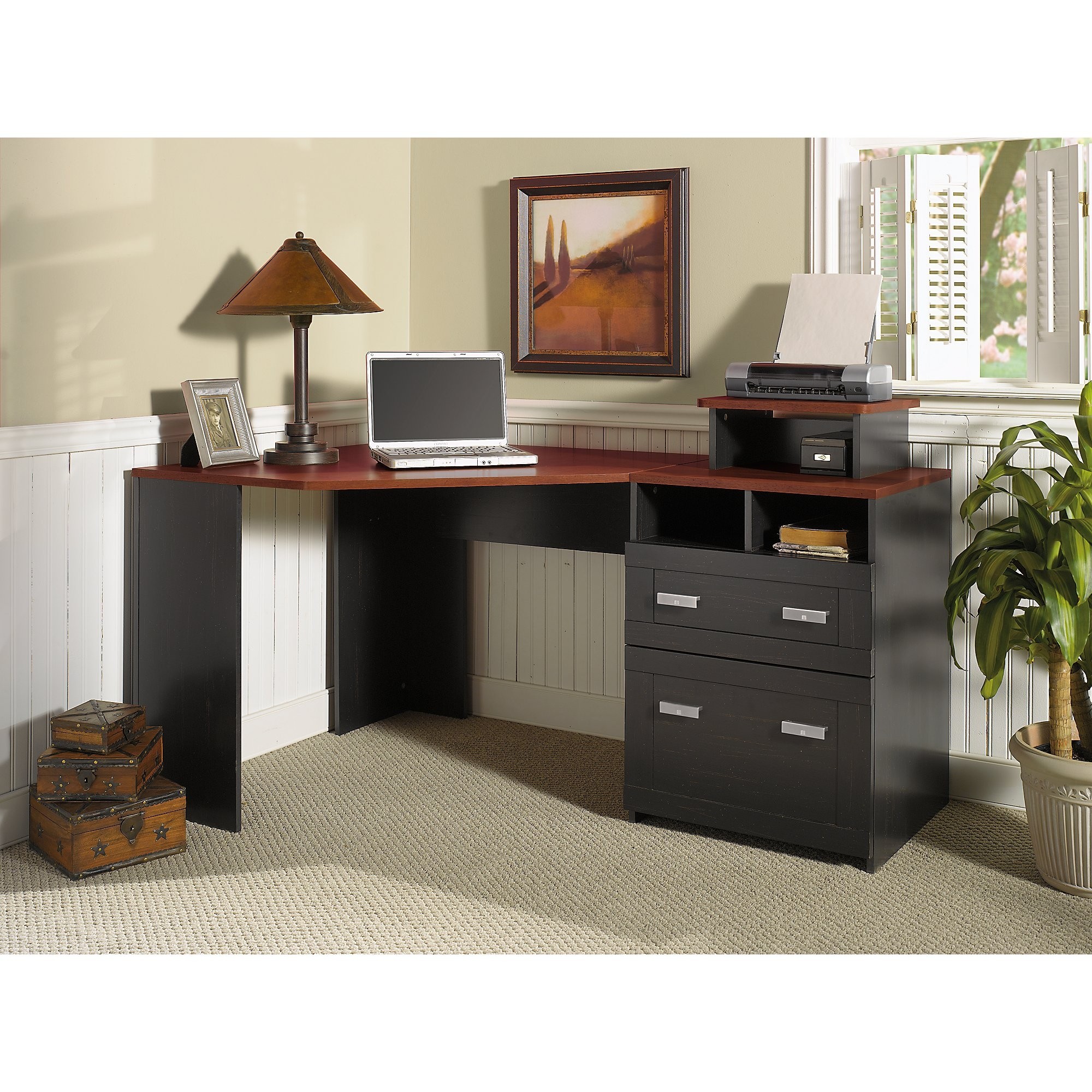 Bush furniture wheaton reversible corner desk with file