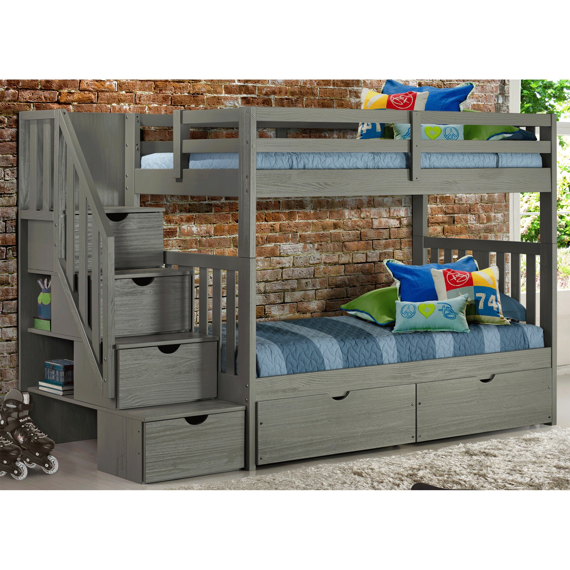 Cambridge staircase bunk bed with drawers bernie phyl