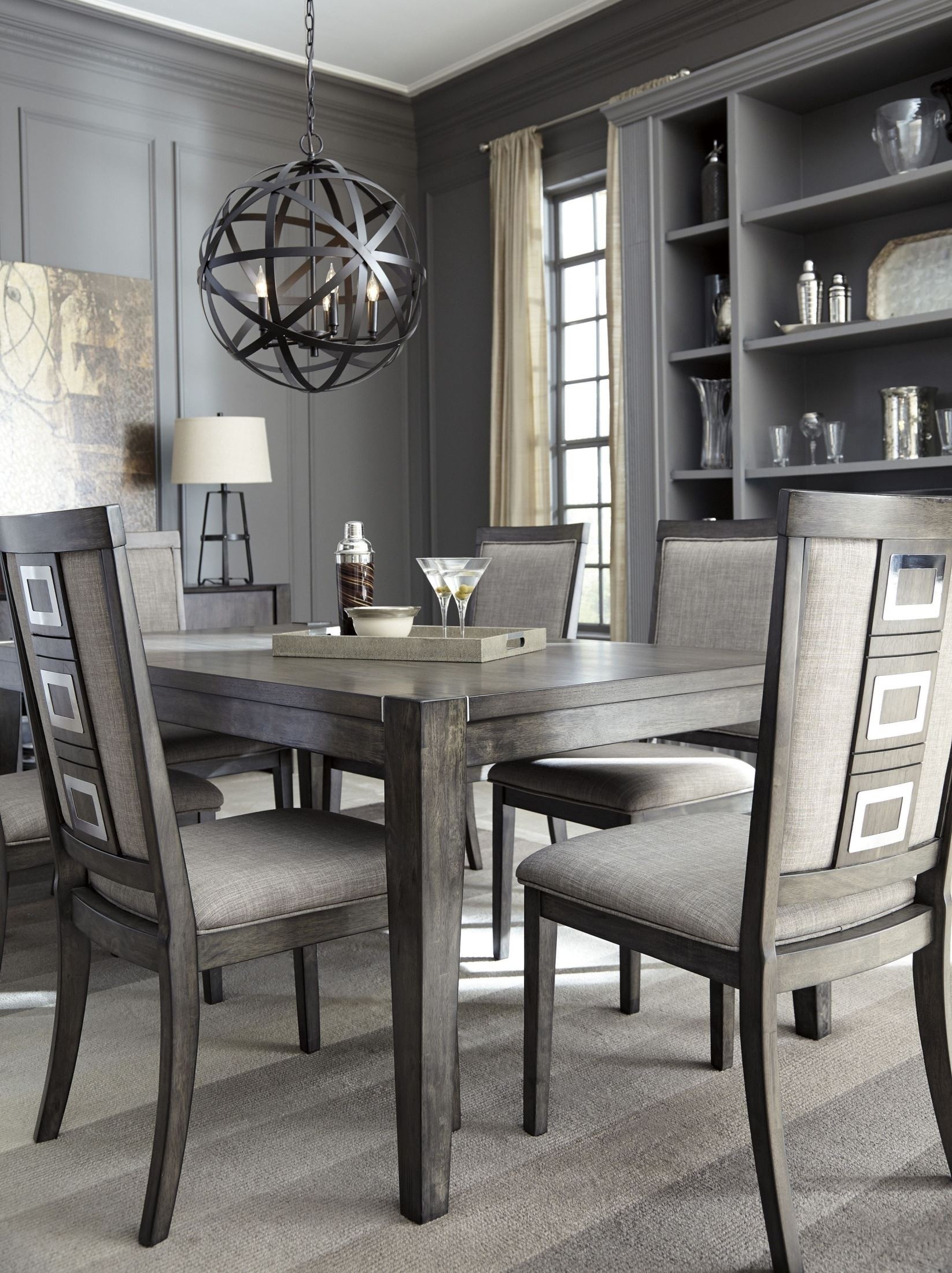Chadoni gray rectangular extendable dining table from