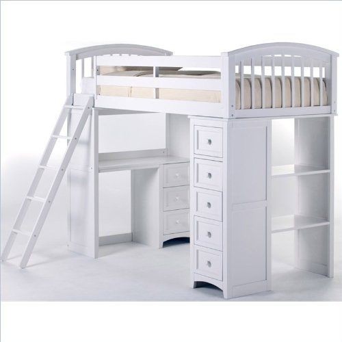 Cheap ne kids school house student loft bed in white