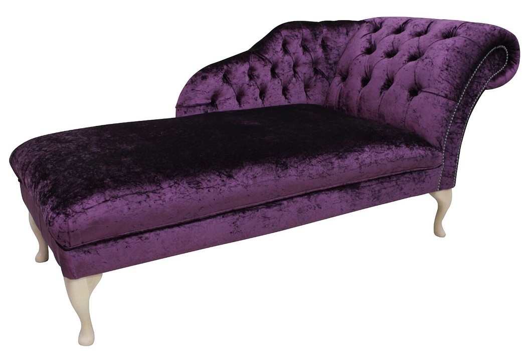 Chesterfield velvet chaise lounge day bed modena aubergine