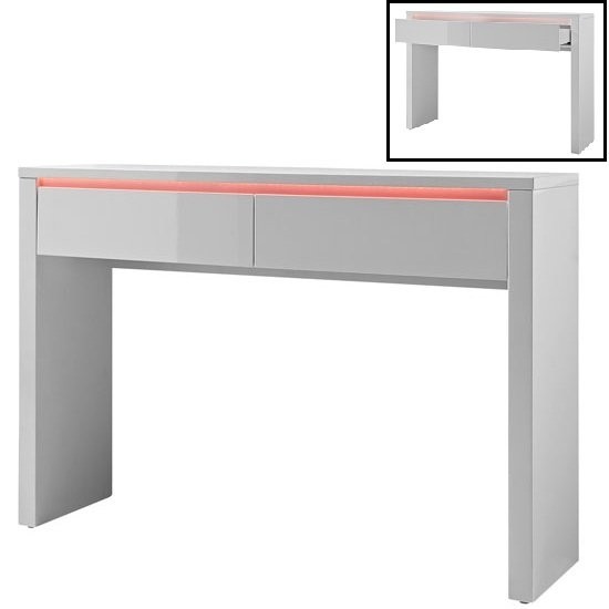 Chique console table in white high gloss with 2 drawers