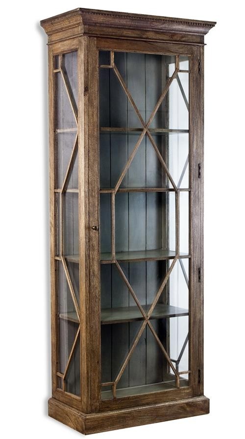 Cielo french gray modern rustic display curio cabinet