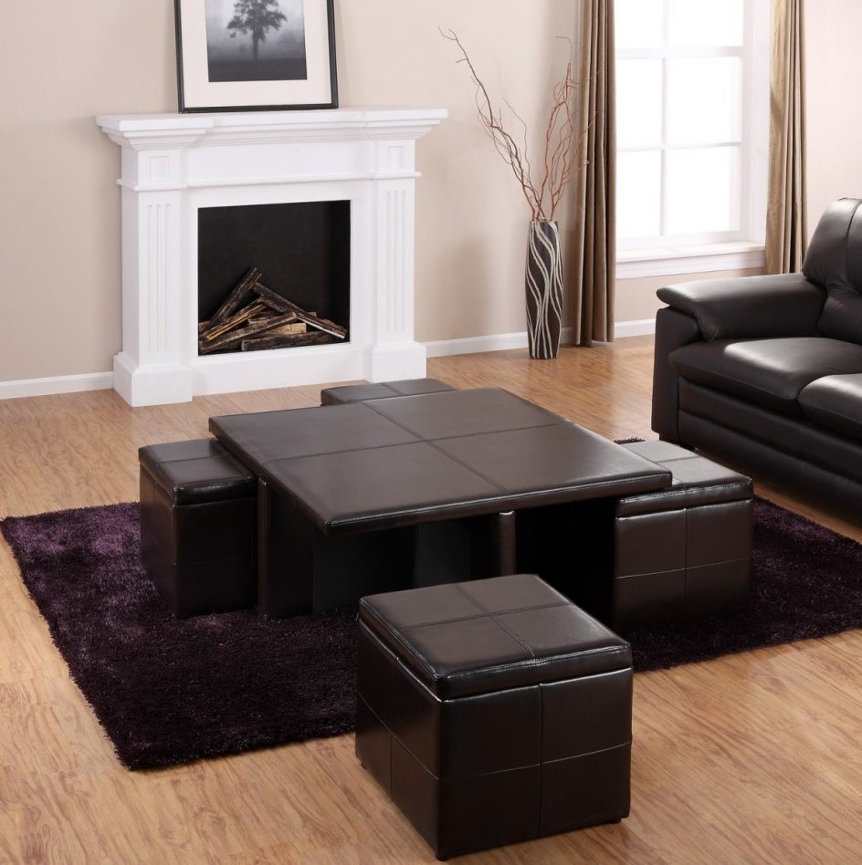 Coffee table with pull out ottomans seat 1
