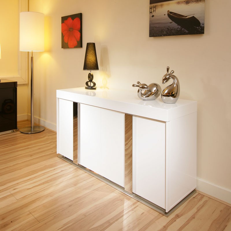 Console hall table in high gloss glossy white lacquer 1