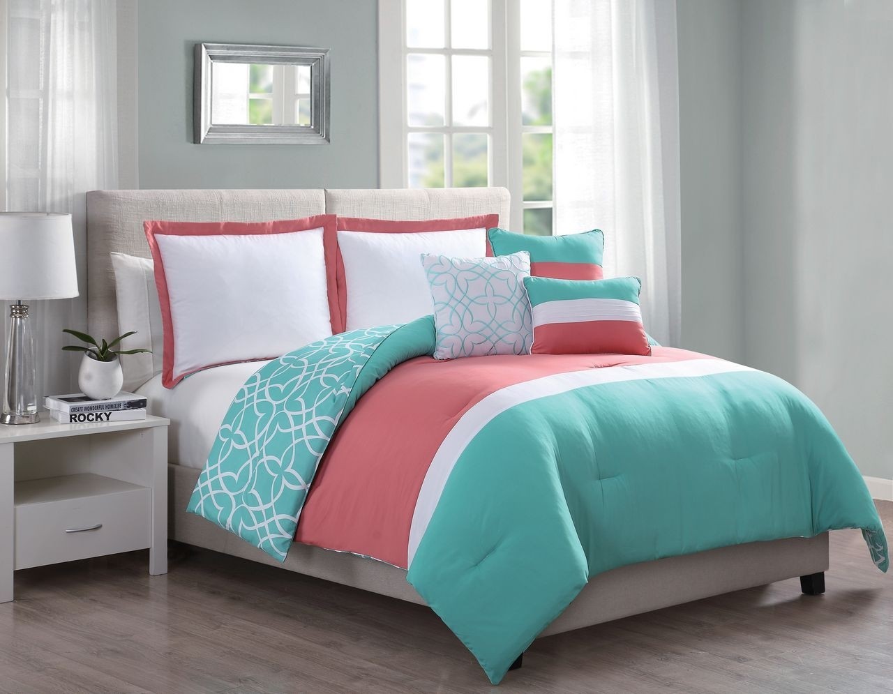 Coral and mint full size bedding sets teal and coral