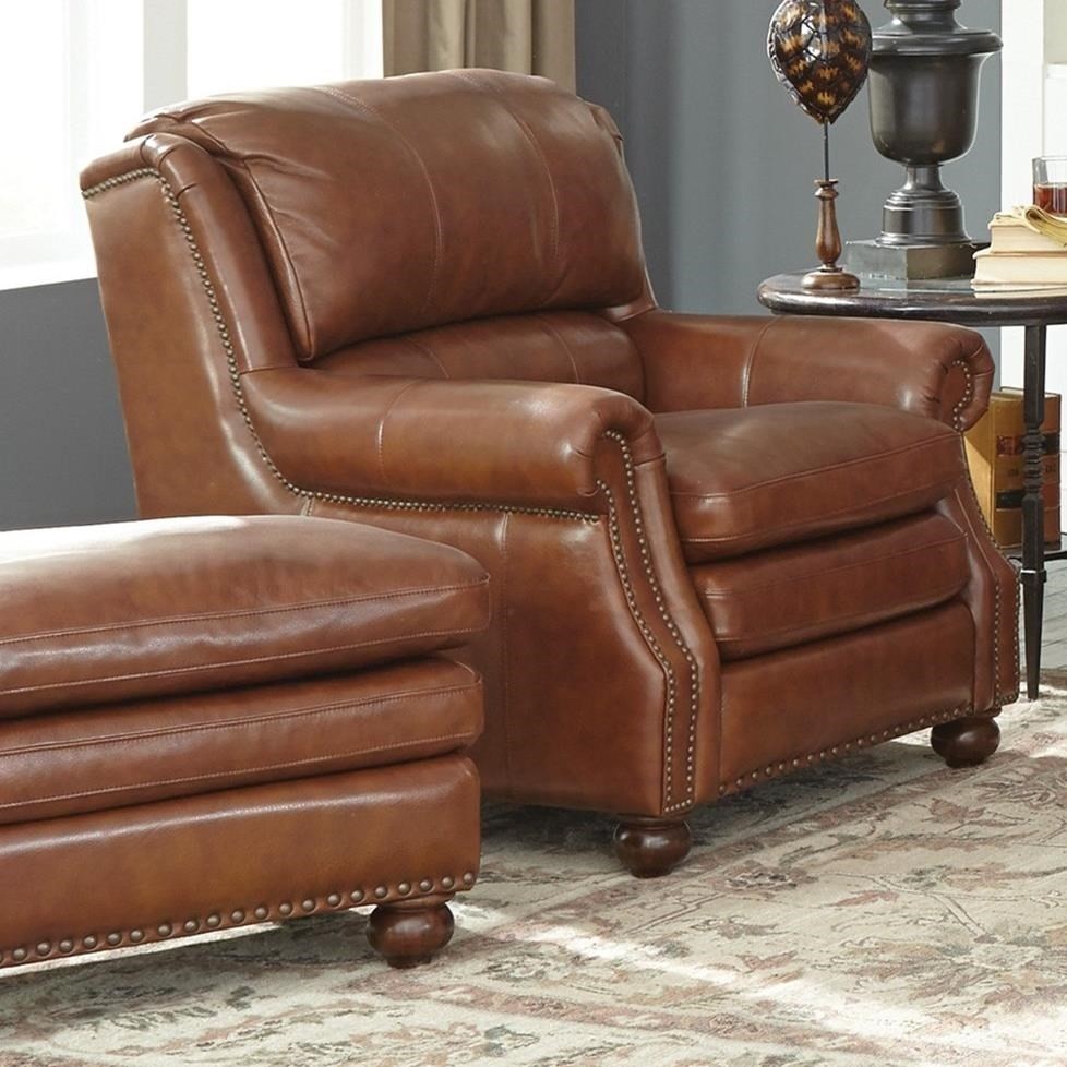 Craftmaster l1646 traditional leather chair and ottoman