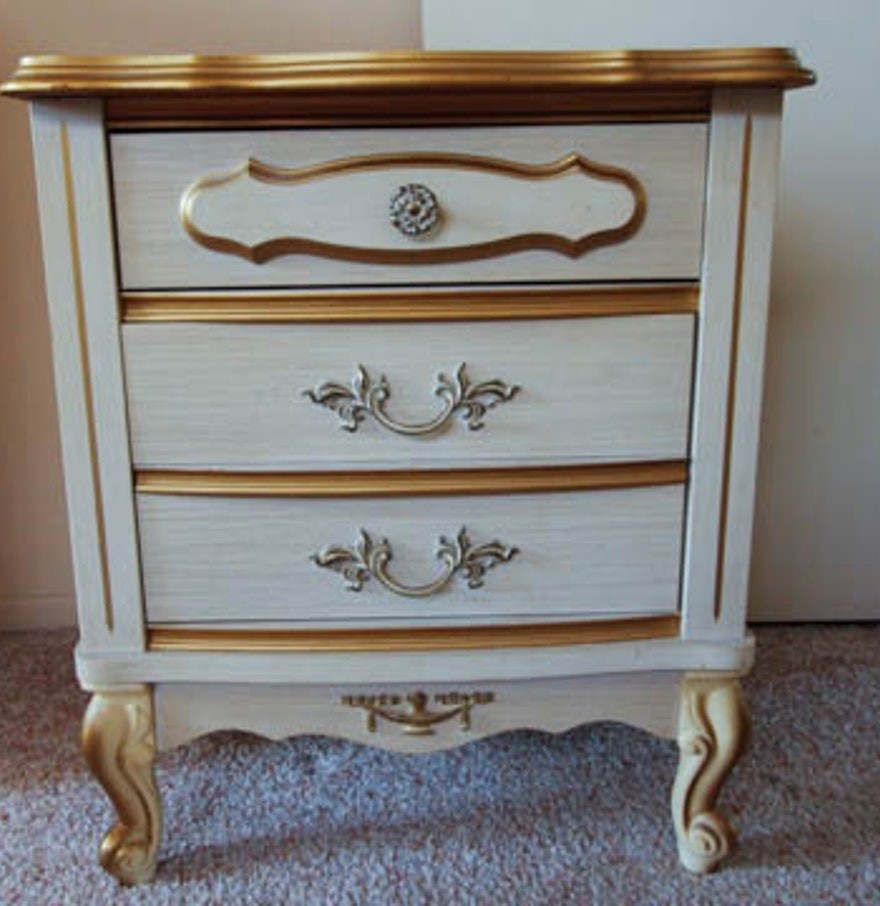 Cream colored french provincial style nightstand ebth