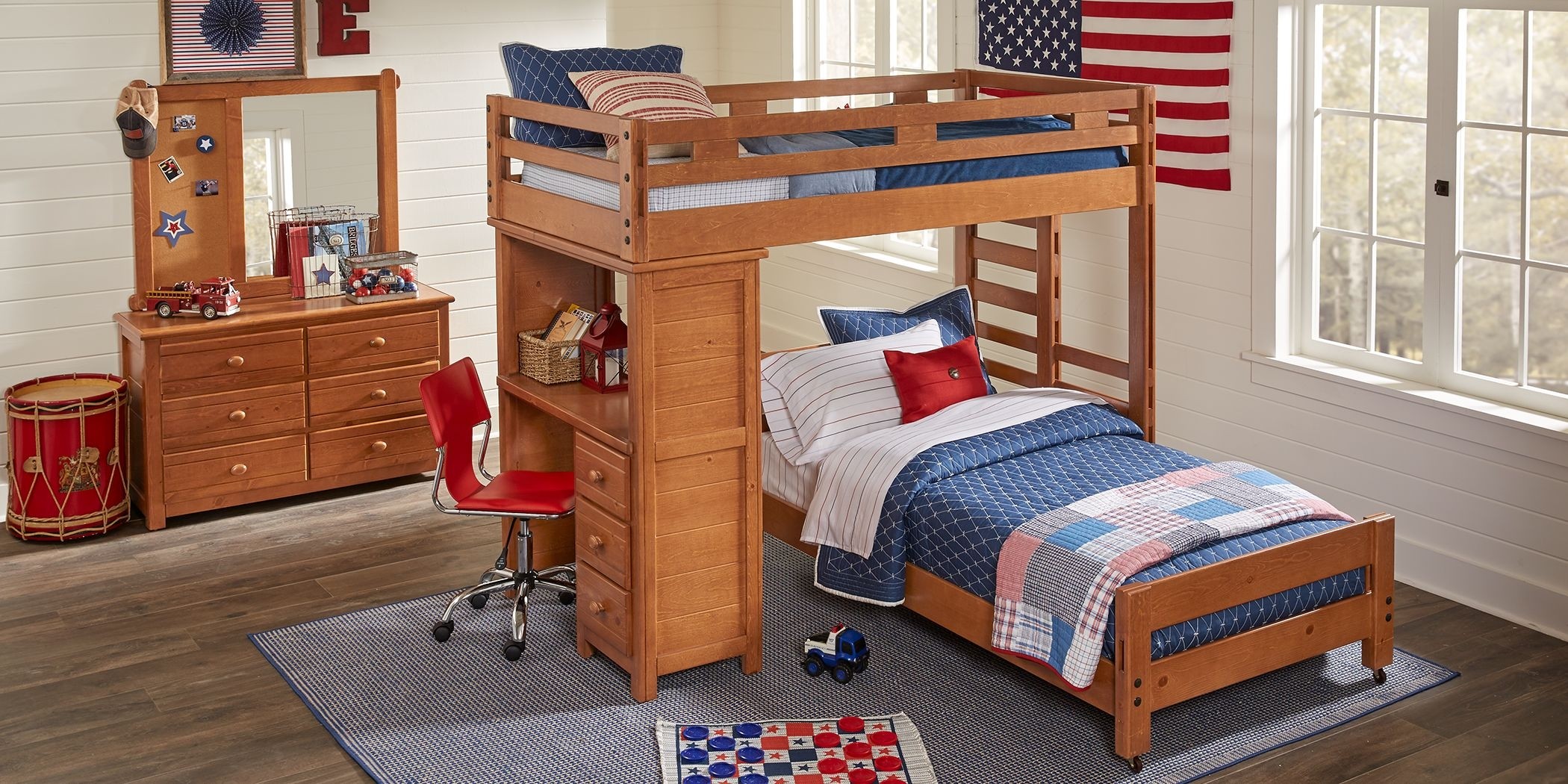 Creekside taffy twin full student bunk bed with desk 1