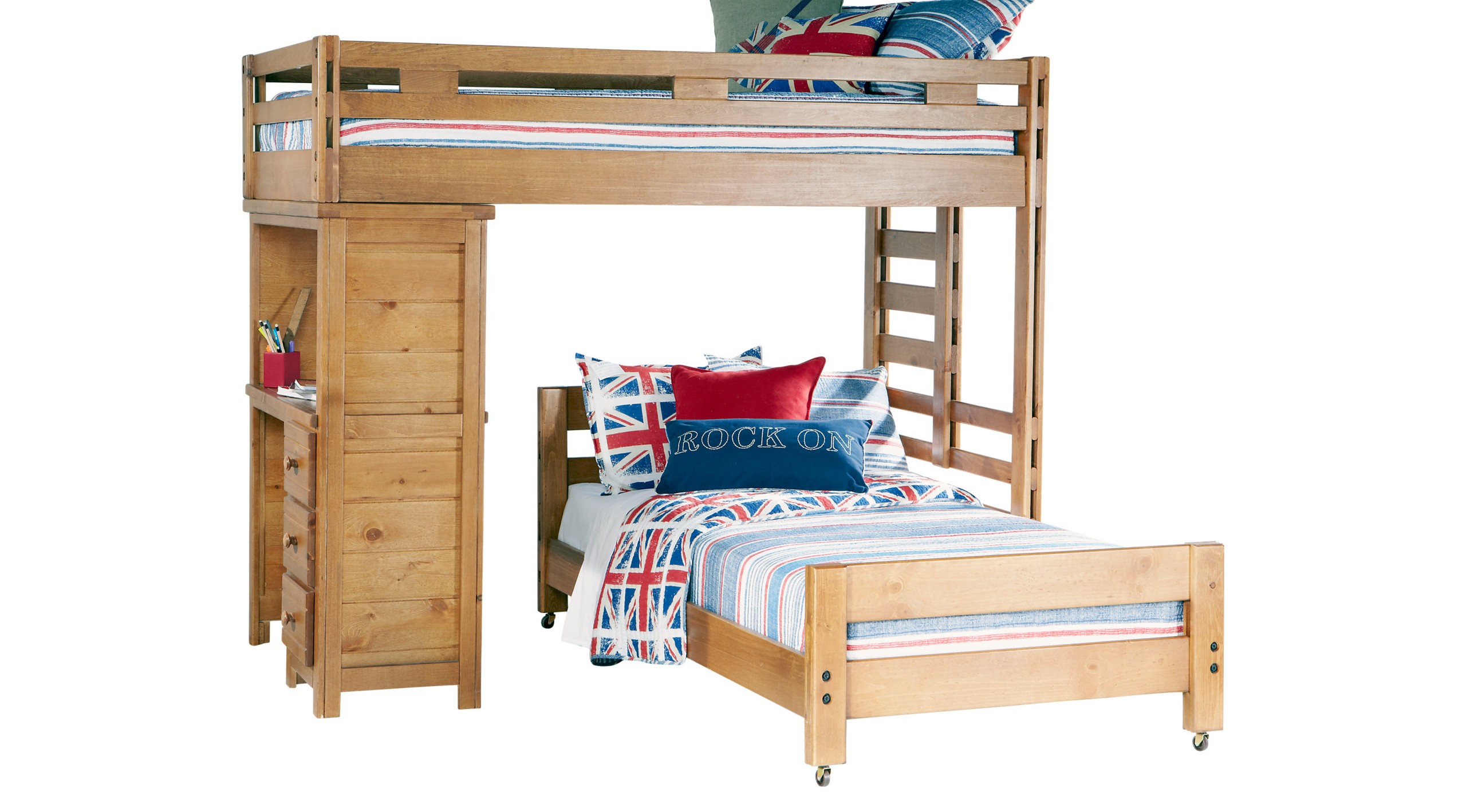 Creekside taffy twin twin student loft bed with desk