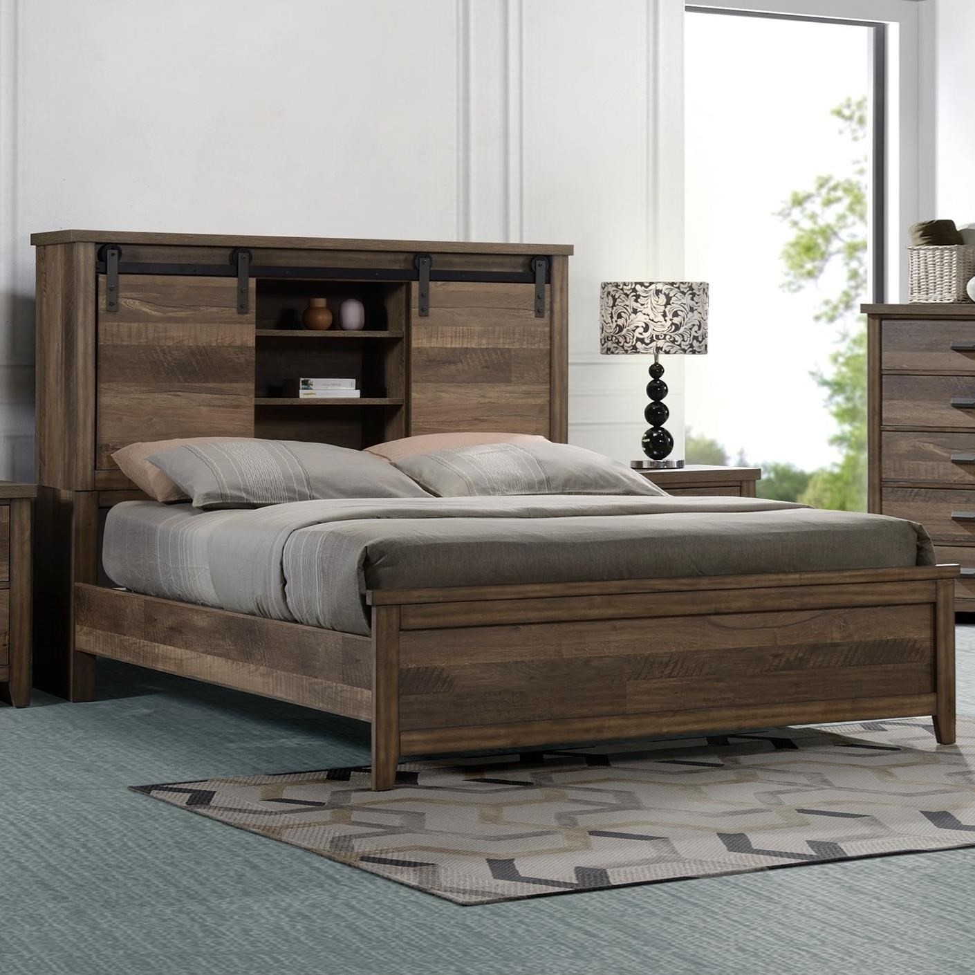 Crown mark calhoun rustic industrial king bookcase bed
