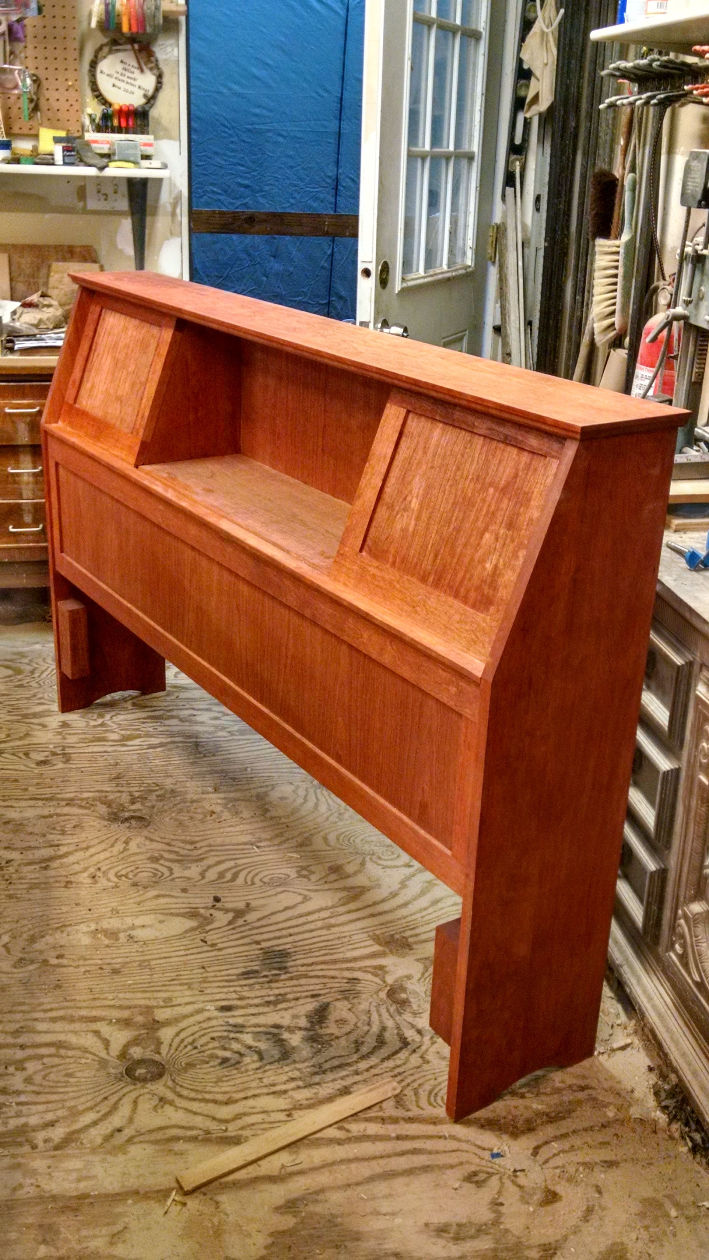 Custom made mid century bookcase headboard by starkwood
