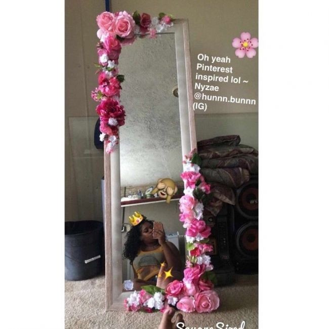 Cute pretty full length flower mirror pink edition