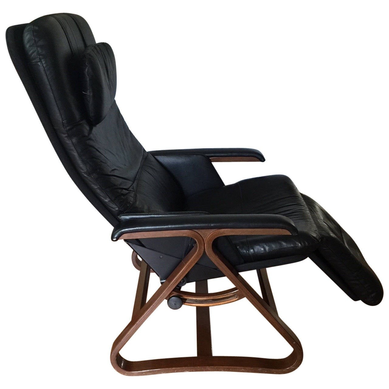 Danish style leather recliner midcentury modern at 1stdibs