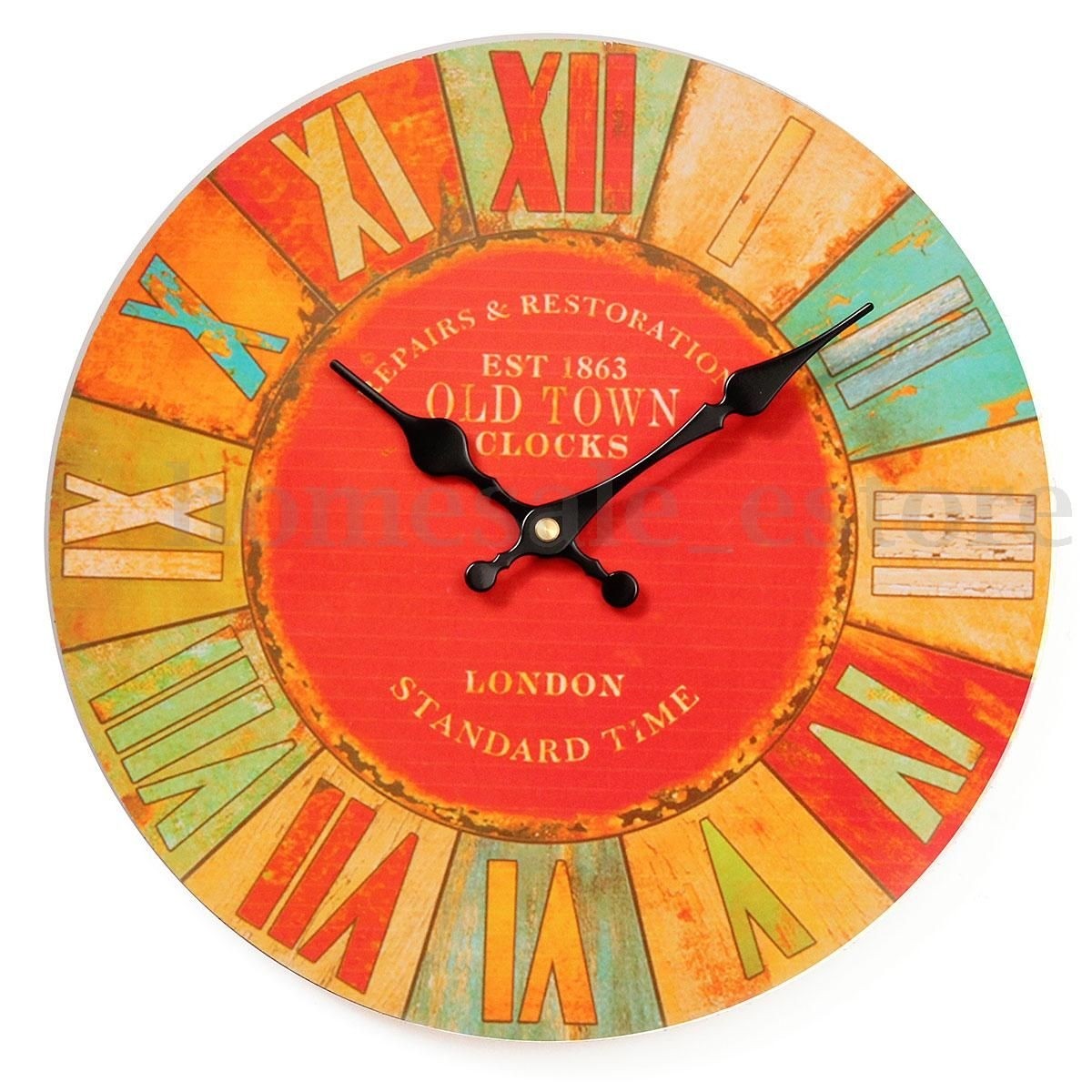 Details about large vintage rustic wooden wall clock