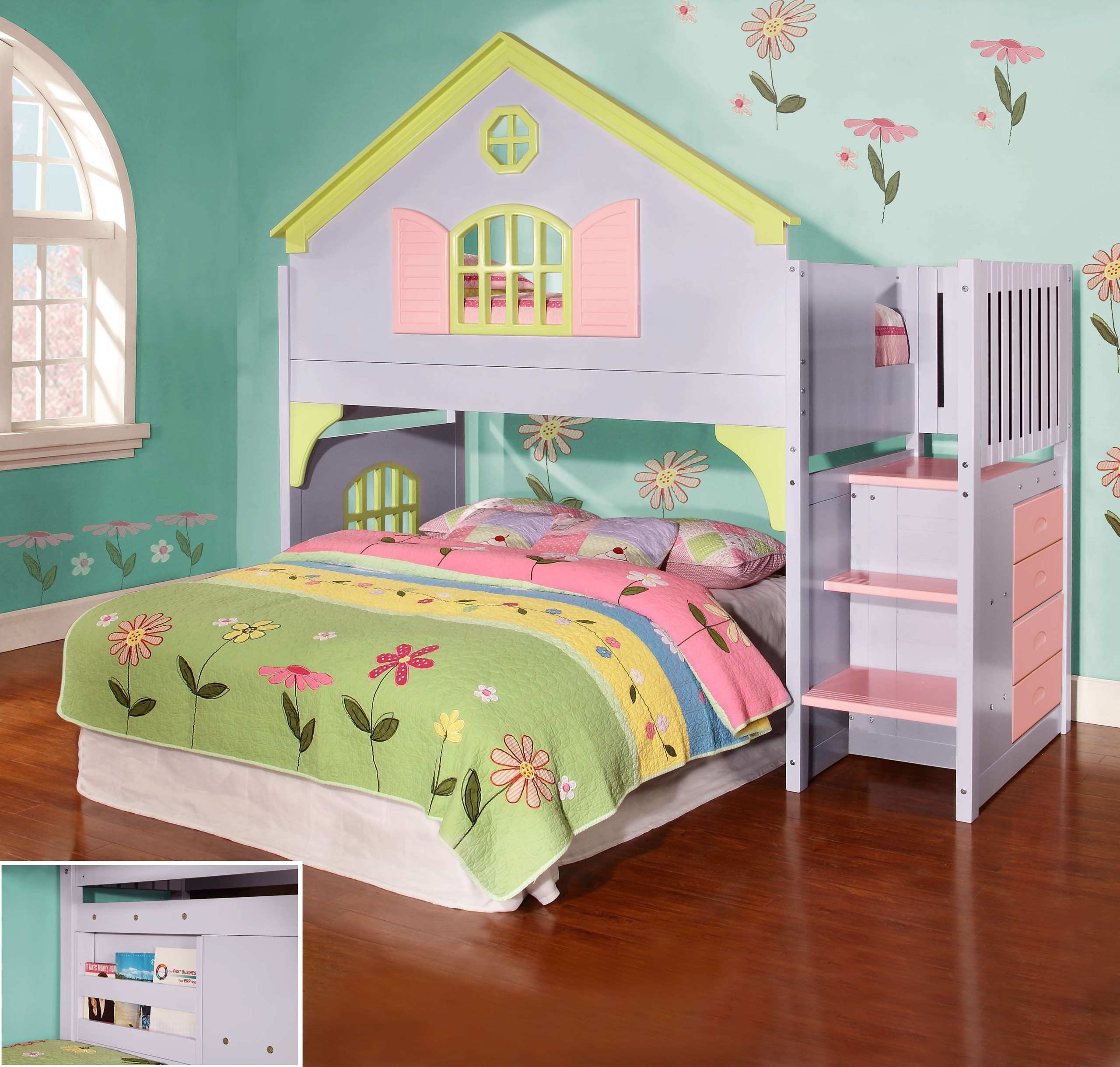 Discovery world furniture twin doll house loft beds with 2