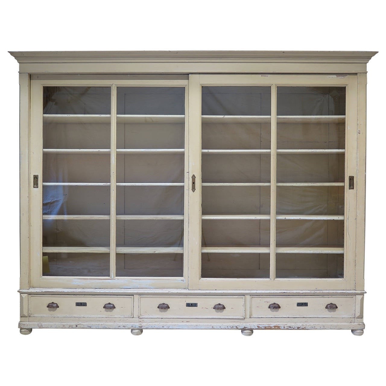 Elegant bookcase with sliding glass doors france early 2