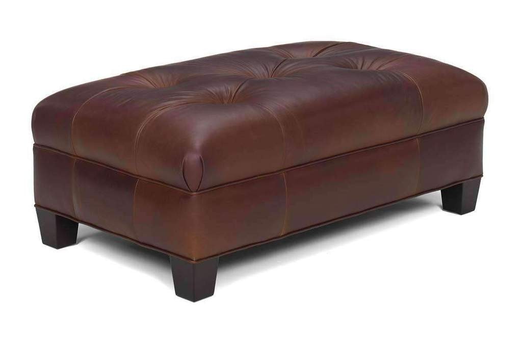 Emerson button tufted leather upholstered coffee table ottoman
