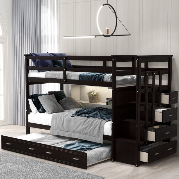 Euroco twin over twin bunk bed with trundle storage 2