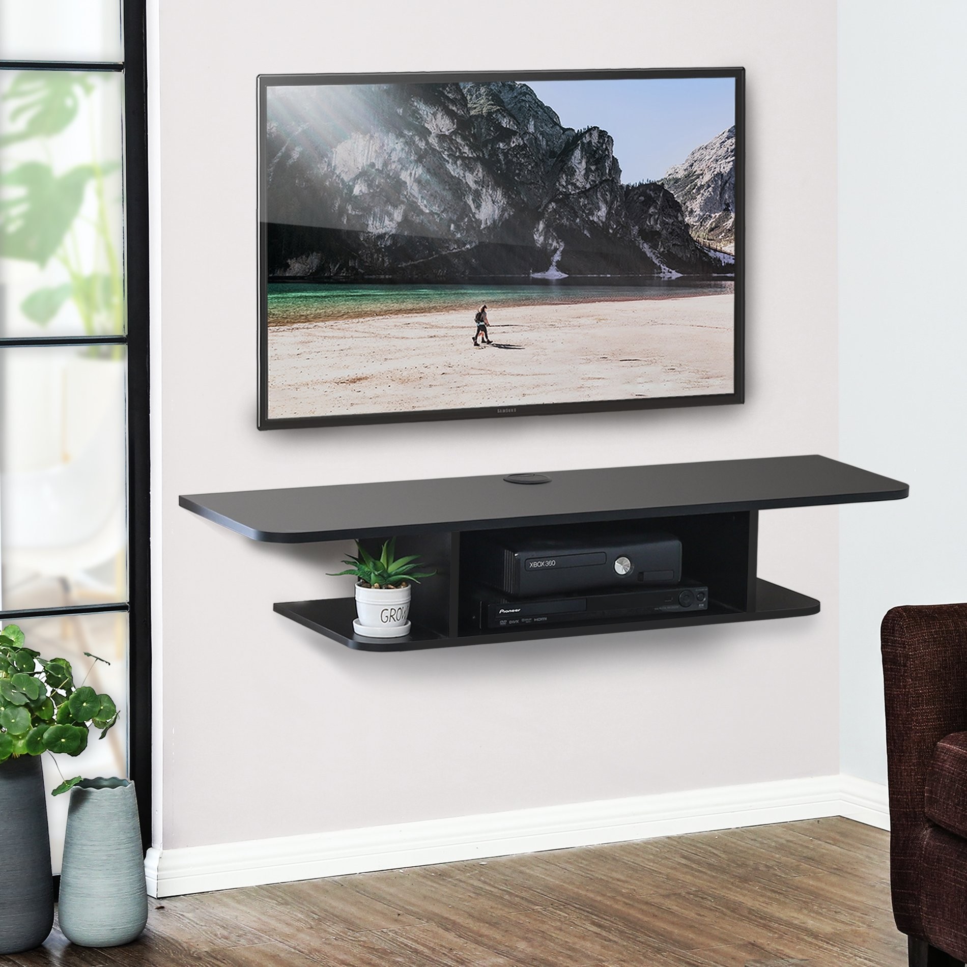 Fitueyes wall mounted media console floating tv stand 18
