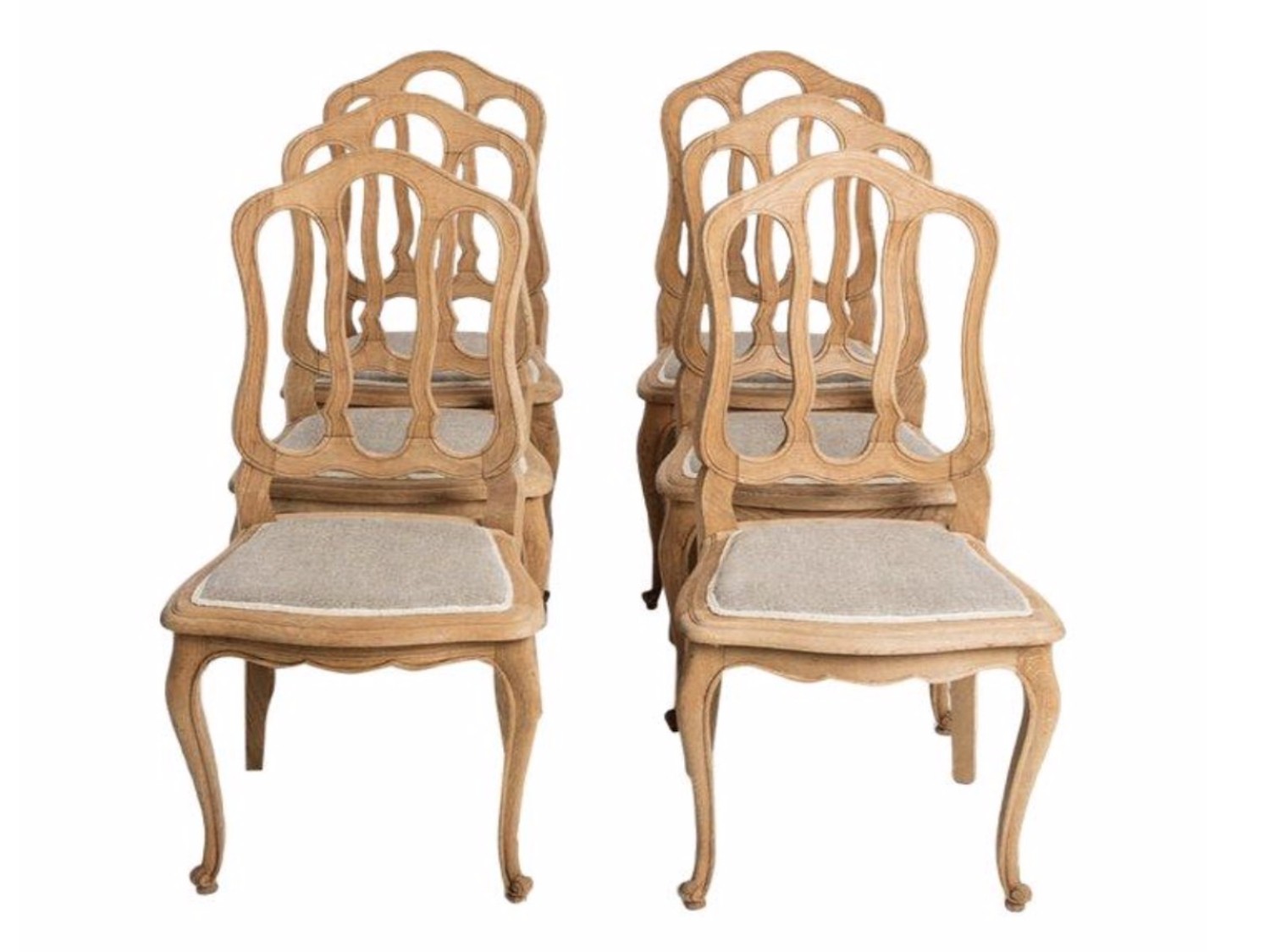 French country bleached oak dining chairs circa 1900 set