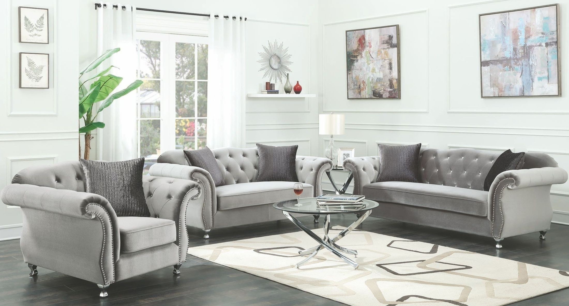Frostine silver living room set 551161 coaster furniture