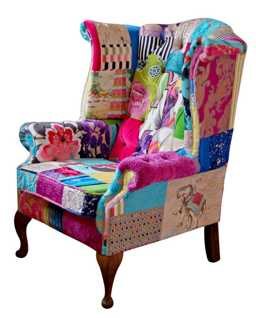 Fulham mad hatter wing patchwork chair kelly swallow