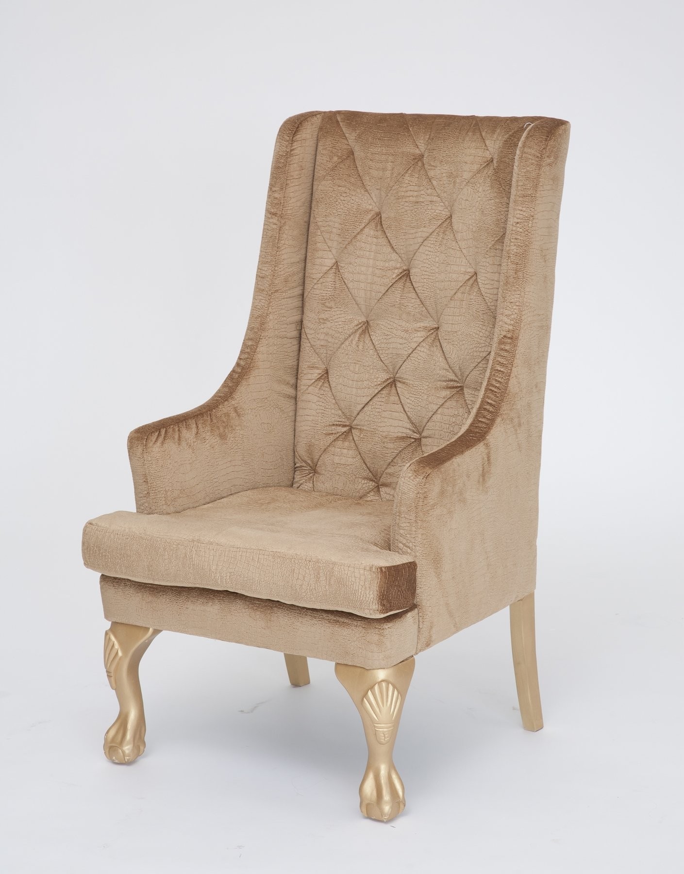 Gold high back wing chair nuage designs 1