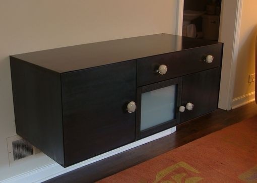 Hand made modern wall mounted media cabinet by andrew