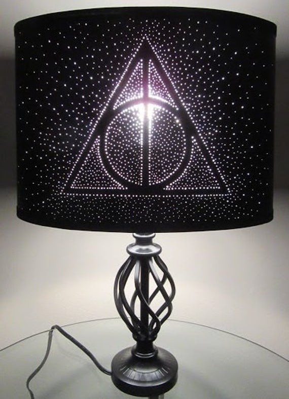 Harry potter deathly hallows pin hole lamp shade