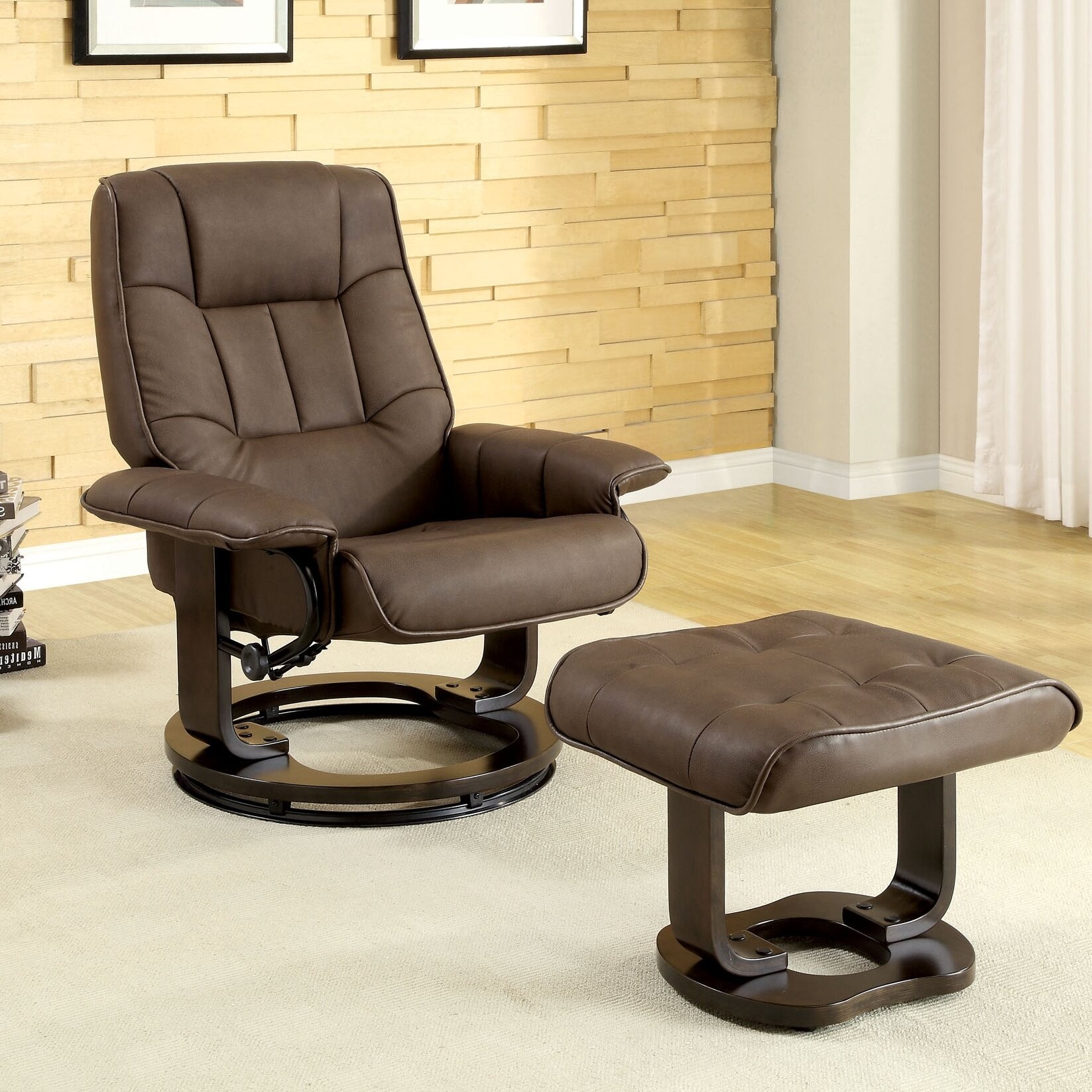 Hokku designs leatherette swivel recliner chair and